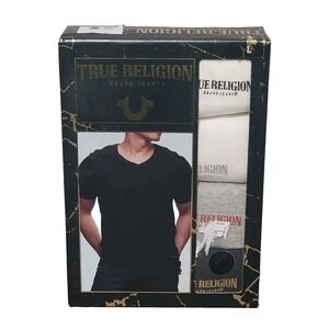 True Religion T Shirts 4-Pack V Neck Mens Large (42-44) Cotton Multicolor‎ Tees